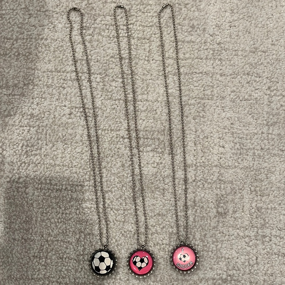 3 matching soccer necklaces